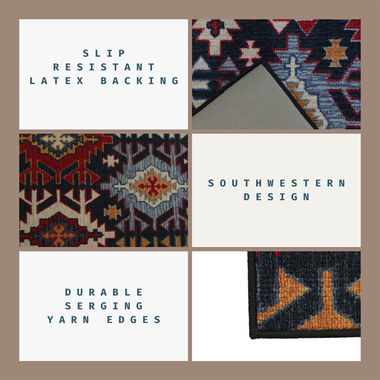 Steelside™ Berber Southwest Black Low Pile Slip Resistant Rugs